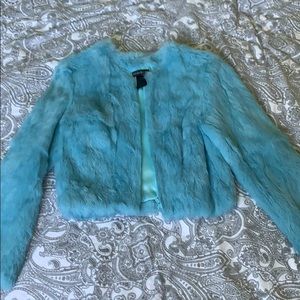 Bebe turquoise fur coat